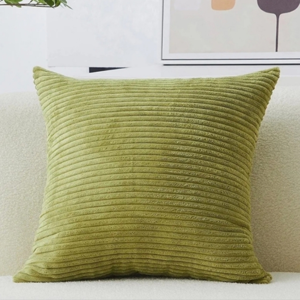 Plush Corduroy Velvet Euro Throw Pillow Sham Cover 24"x 24" Square, Green